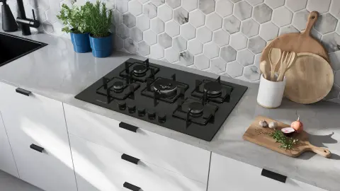 Profilo ON28Q6P11D Gazlı Ocak 75 cm Sert cam, Siyah