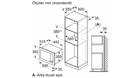Profilo FRIAT8AB Ankastre Mikrodalga 60 x 38 cm Beyaz
