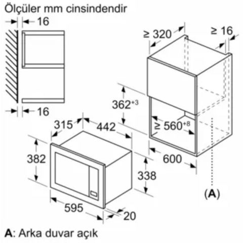 Profilo FRIAT8AS Ankastre Mikrodalga 60 x 38 cm Siyah