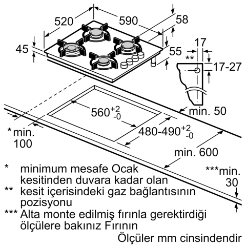 Profilo OO36P2O10D Gazlı Ocak 60 cm Sert cam, Beyaz