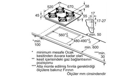 Profilo OO37P2O10D Gazlı Ocak 67 cm Sert cam, Beyaz