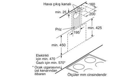 Profilo DVK6J661 Duvar Tipi Davlumbaz 60 cm Siyah Cam Yüzey