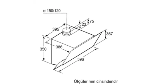 Profilo DVK6J621 Duvar Tipi Davlumbaz 60 cm Beyaz Cam Yüzey